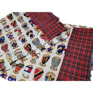 Set 2 Royal Arms Crests Tommy Hilfiger Standard Pillow Sham Plaid Red Shields